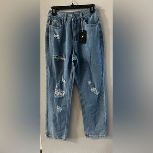 NEW Women’s NV Felix SZ Small Blue Jeans Ripped/ Holes Worn Style